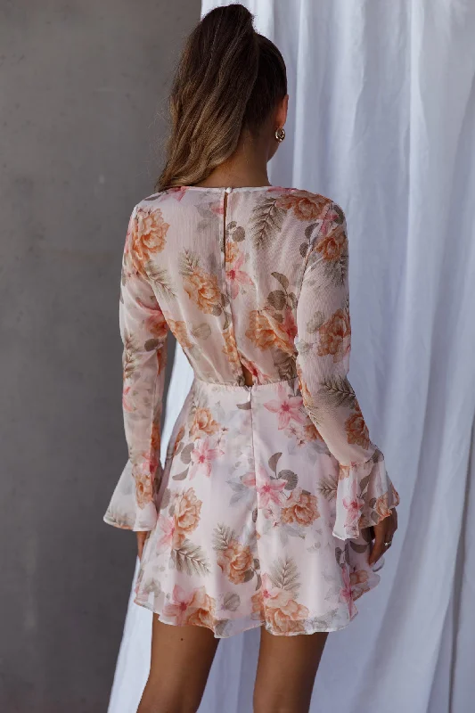 Unconditional Tied Front Dress Floral Blush