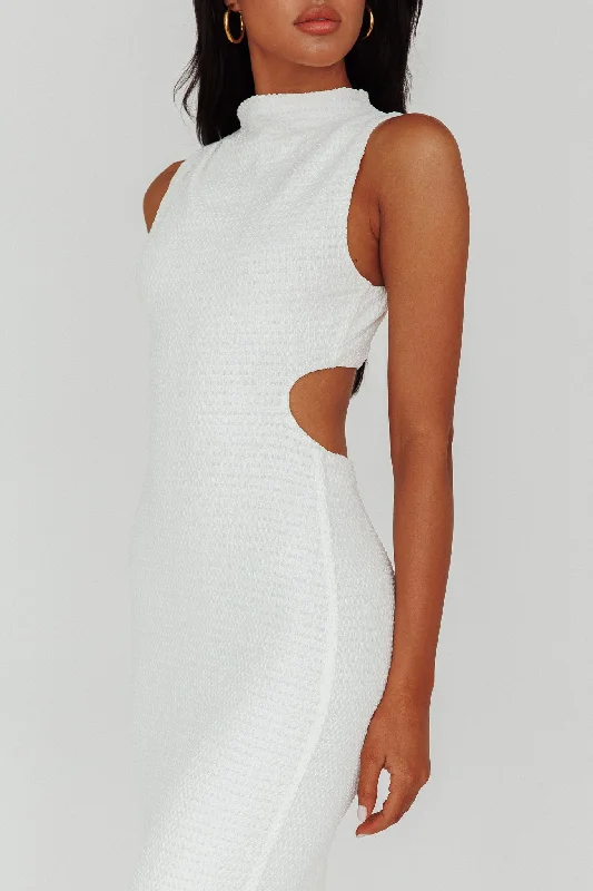 Yindi Sleeveless Cut-Out Waist Maxi Dress White