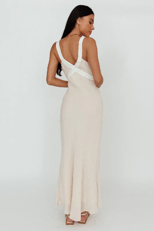 Zariah V-Neck Maxi Dress Beige