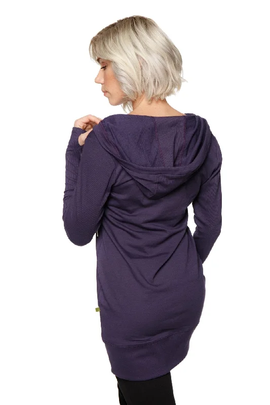 Women's Long Body Hoodie Top (Eggplant/Purple)