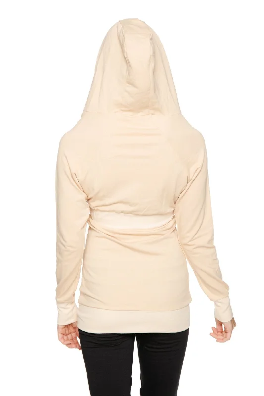 Zip-up Long Body Travel Hoodie Jacket (Sand Beige)