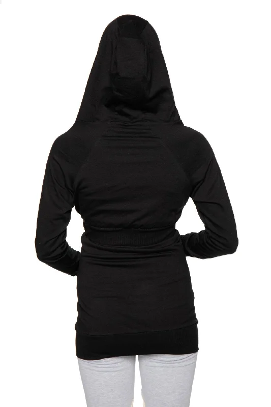 Zip-up Long Body Travel-ready Hoodie (Black)