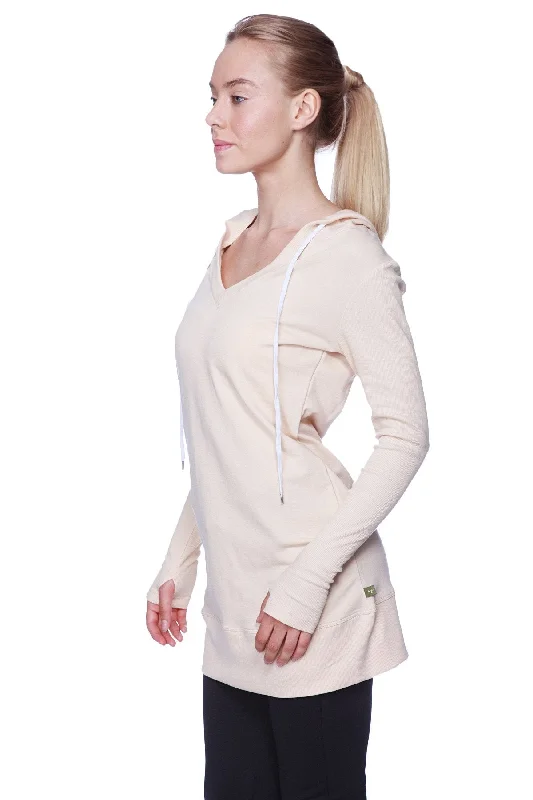 Women's Long Body Hoodie Top (Solid Sand Camel Beige)