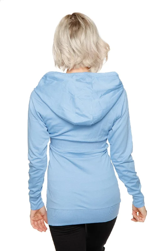 Zip-up Long Body Travel Hoodie Jacket (Sky Baby Blue)