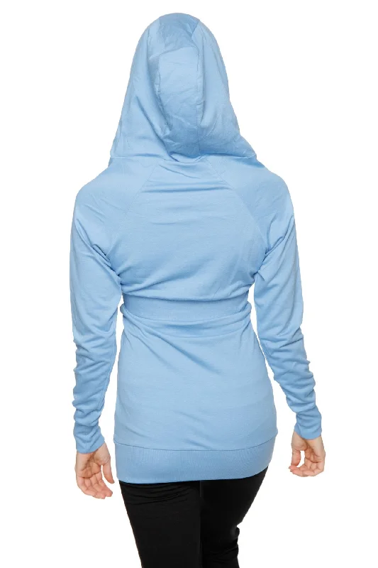 Zip-up Long Body Travel Hoodie Jacket (Sky Baby Blue)