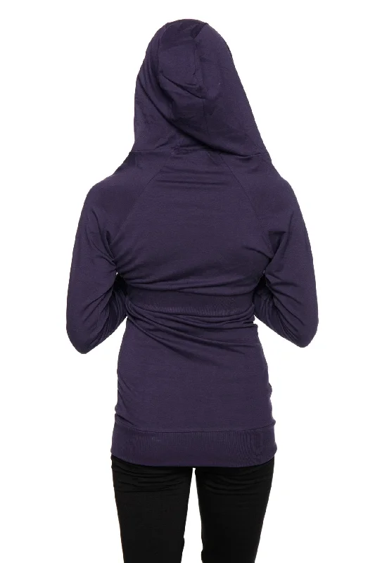 Zip-up Long Body Travel Hoodie Jacket (Eggplant Purple)