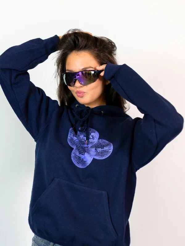 DISCO KUGLE (violet) HOODIE - NAVY