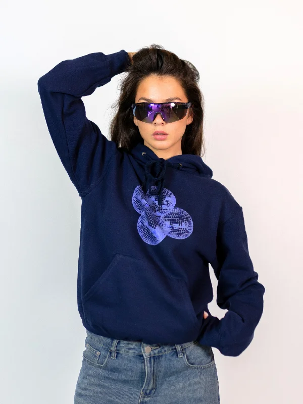 DISCO KUGLE (violet) HOODIE - NAVY