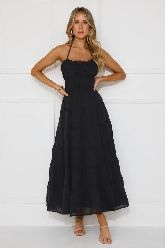 Beauty Retreat Halter Maxi Dress Black