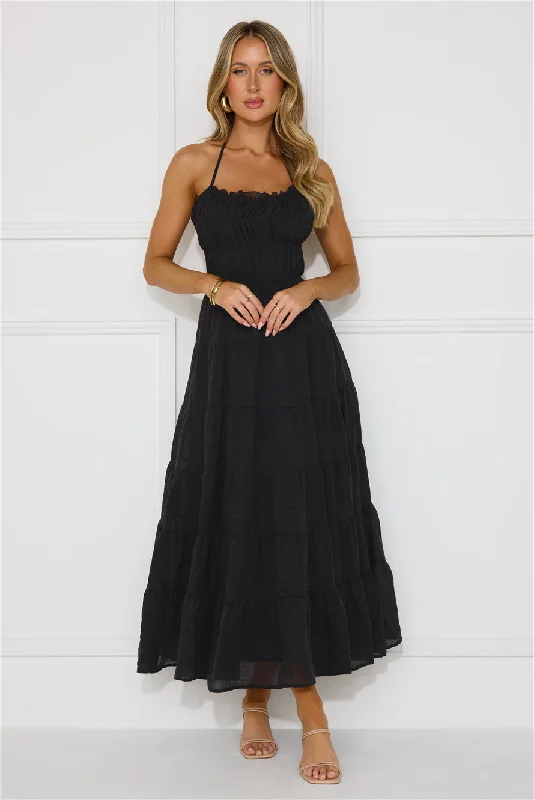 Beauty Retreat Halter Maxi Dress Black