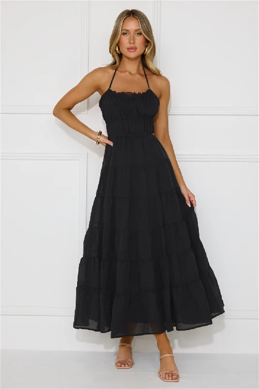 Beauty Retreat Halter Maxi Dress Black