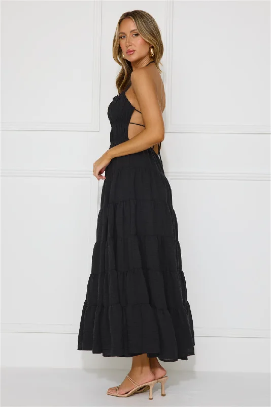 Beauty Retreat Halter Maxi Dress Black