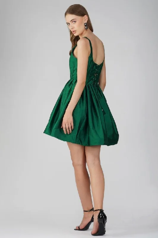 Bexley Tafetta Mini Dress in Royal Green