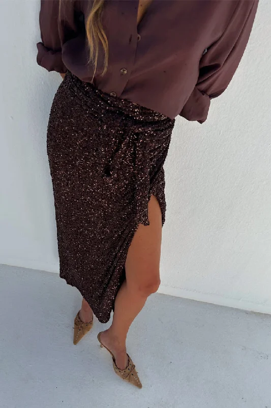 Chocolate Sequin Jaspre Skirt