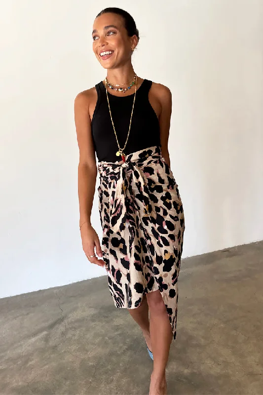 Cotton Linen Leopard Maxi Jaspre Skirt