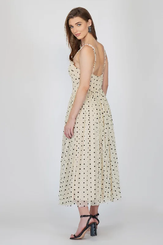 Dane Polka Dot Corset Midi Dress