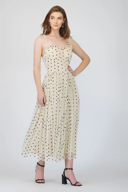 Dane Polka Dot Corset Midi Dress