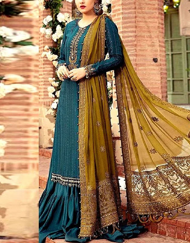 Heavy Embroidered Chiffon Party Wear Dress 2024 (DZ16846)