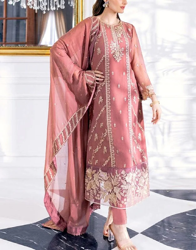 Fancy Embroidered Chiffon Party Wear Dress 2024 with Chiffon Dupatta (DZ17321)