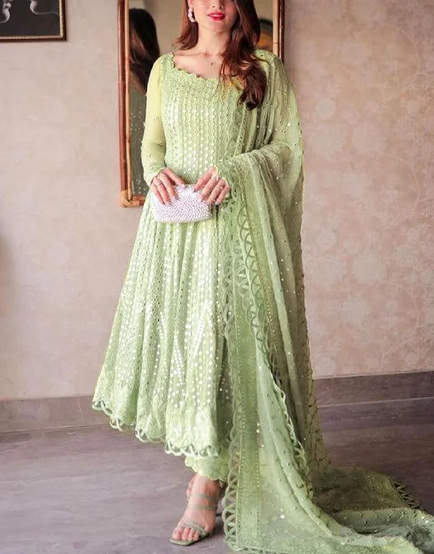 Heavy Embroidered Fancy Chiffon Party Wear Dress 2024 (DZ17508)