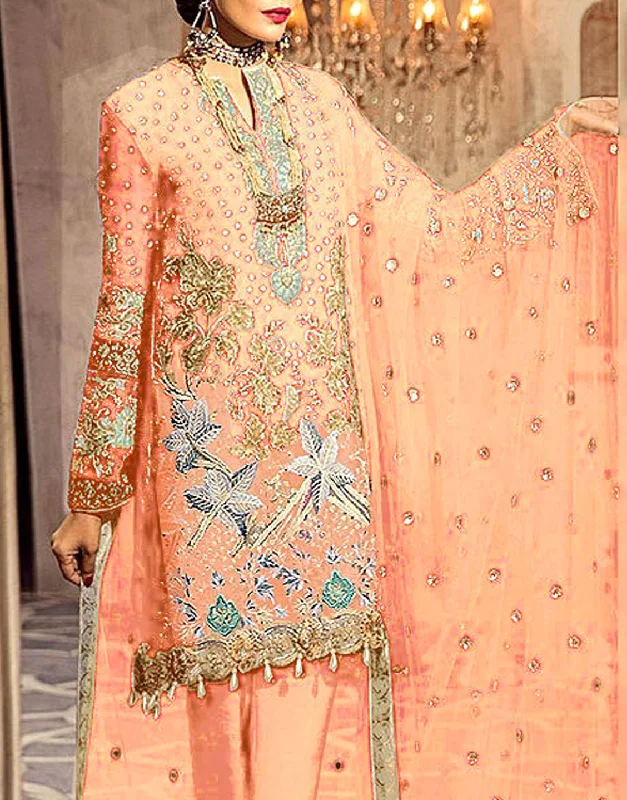 Handwork Embroidered Chiffon Party Wear Dress (DZ14969)