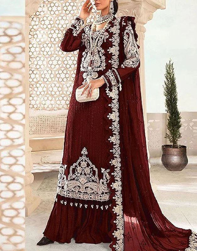 3D & Handwork Heavy Embroidered Chiffon Wedding Dress 2024 (DZ16297)