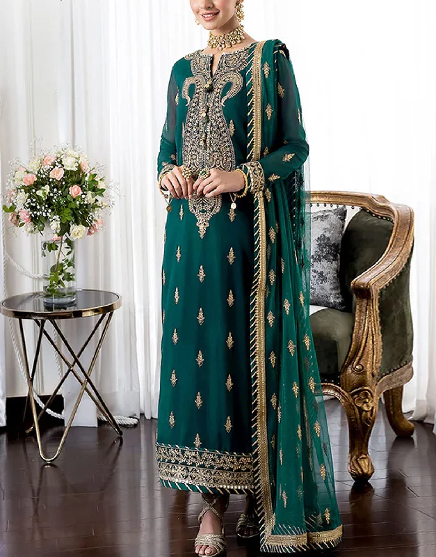 Embroidered Chiffon Wedding Dress 2024 with Embroidered Net Dupatta (DZ16631)