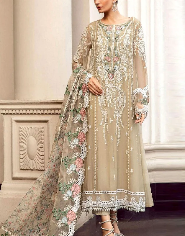 Heavy Embroidered Chiffon Wedding Dress with Emb. Organza Dupatta (DZ17385)