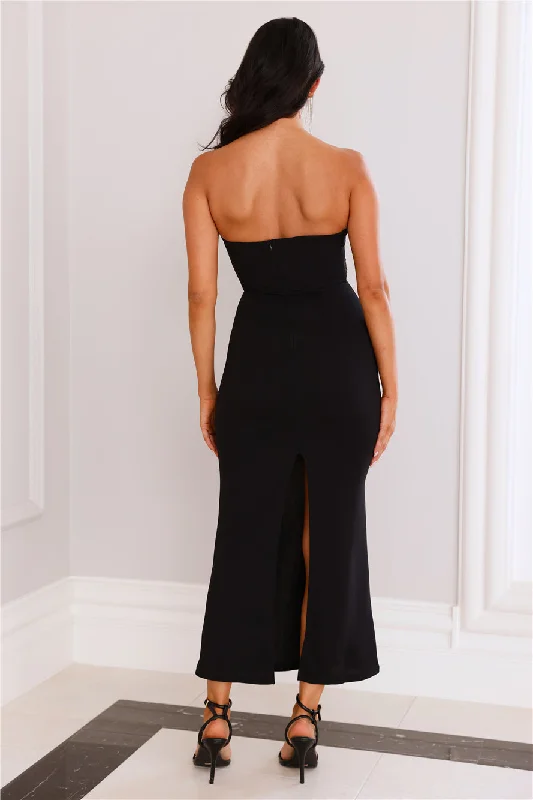 Excellence Strapless Maxi Dress Black