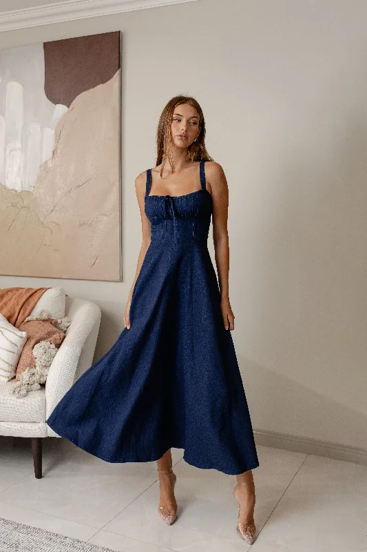 FALISTA FLOWY MAXI DRESS - Denim Navy