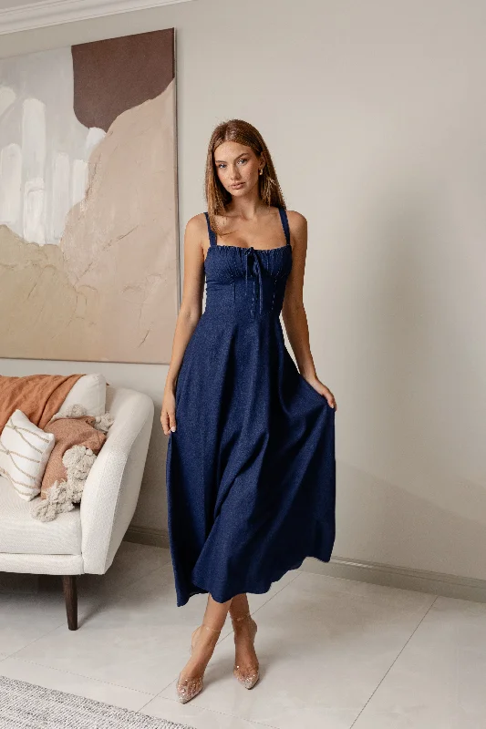 FALISTA FLOWY MAXI DRESS - Denim Navy