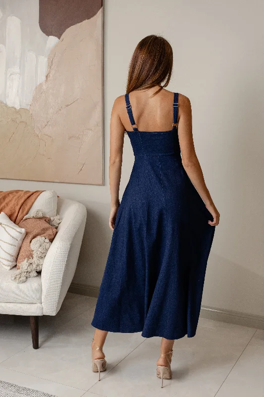 FALISTA FLOWY MAXI DRESS - Denim Navy