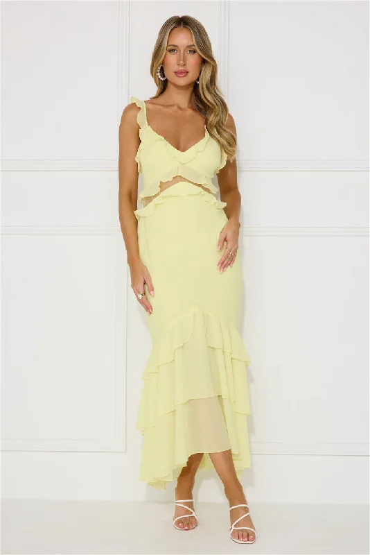 Golden Rooftops Midi Dress Yellow