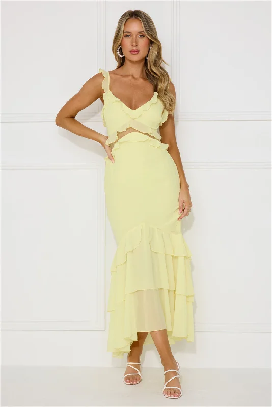 Golden Rooftops Midi Dress Yellow