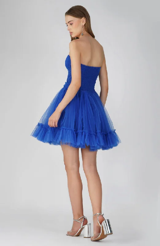 Lauren Cobalt Blue Tulle Mini Dress