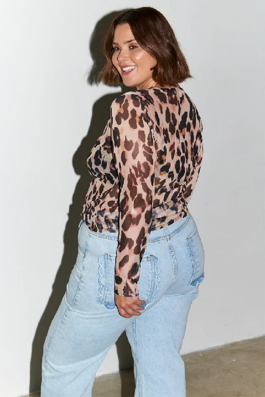 Leopard Mesh Top