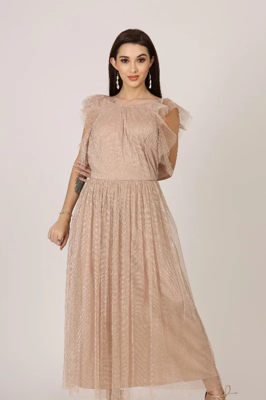 Lilian Midi Dress in Taupe