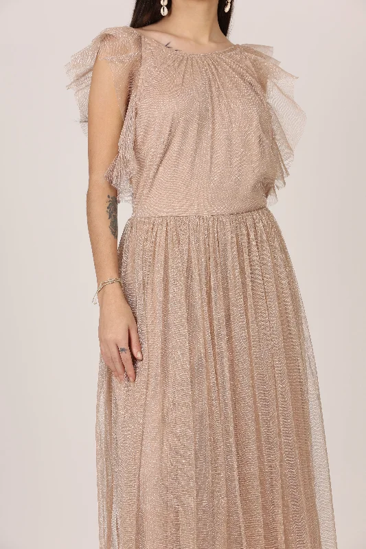 Lilian Midi Dress in Taupe