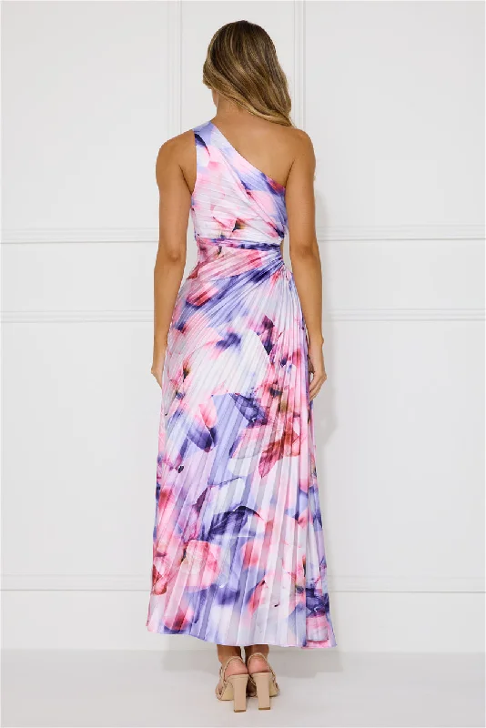 Lily Dreams One Shoulder Satin Maxi Dress Purple