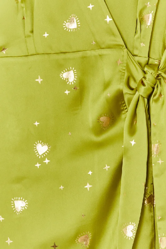 Lime Hearts Vienna Wrap Dress