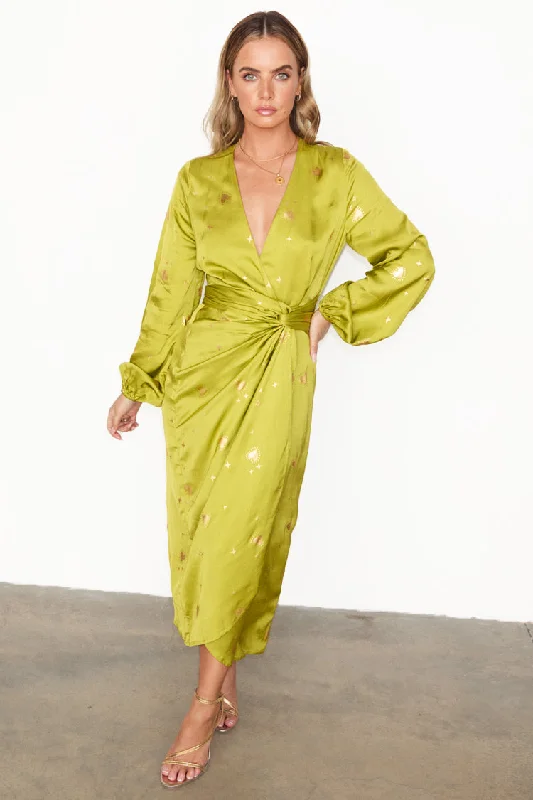 Lime Hearts Vienna Wrap Dress