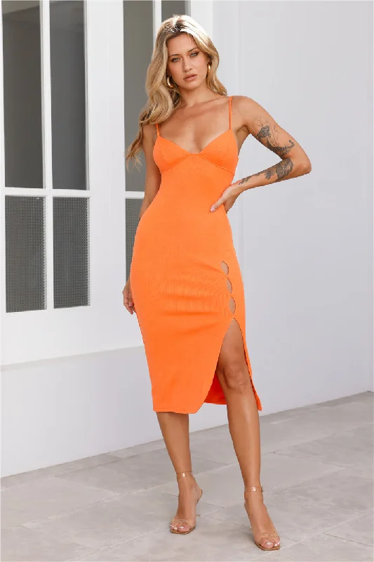 Lips Talking Midi Dress Orange