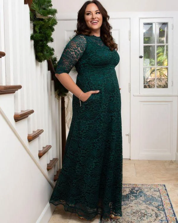 Kiyonna Long Plus Size Lace Dress