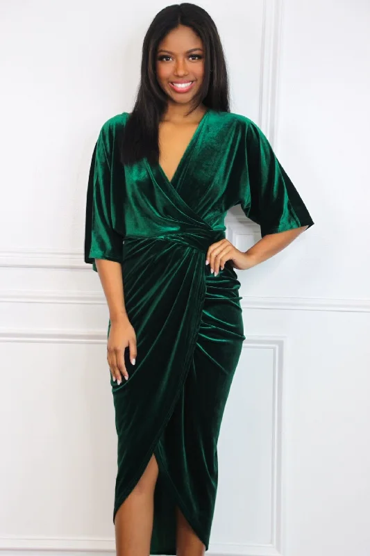 Loving You Is Easy Midi Dress: Emerald VELVET