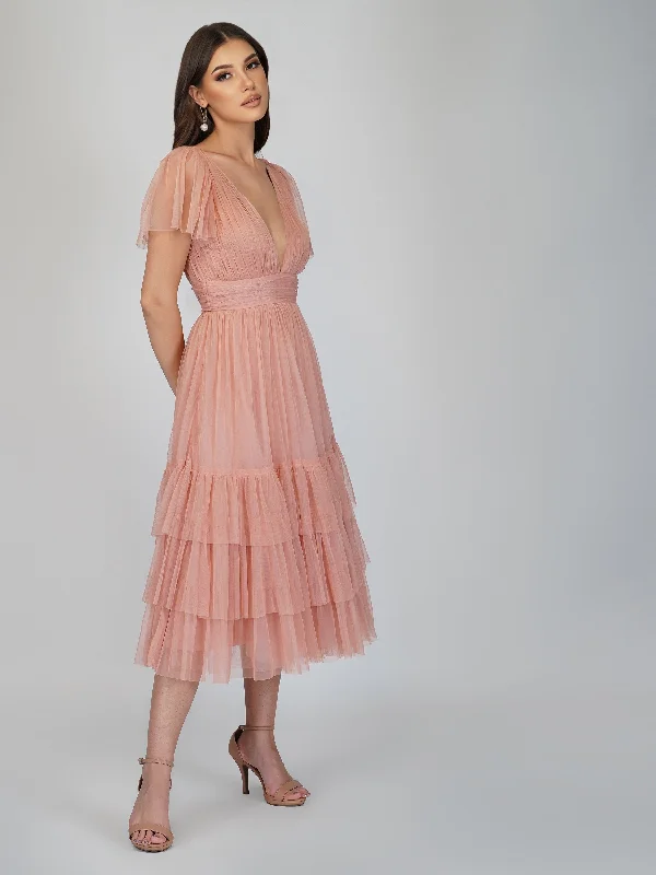 Madison Pink Tulle Bridesmaid Dress