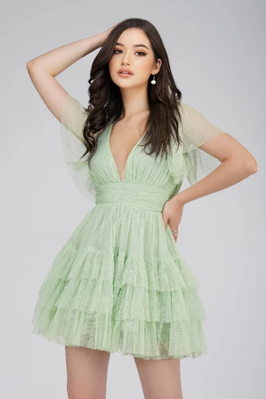 Madison Sage Green Tulle Mini Dress