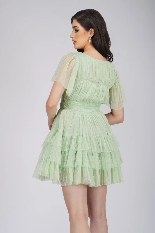 Madison Sage Green Tulle Mini Dress