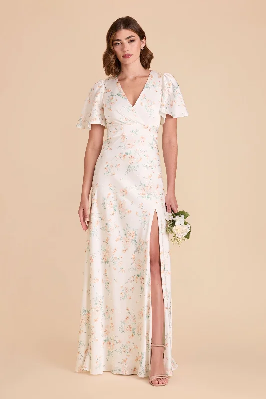 Marni Matte Satin Dress - Apricot Whimsical Blooms