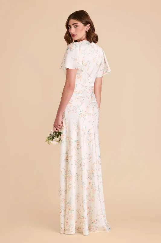 Marni Matte Satin Dress - Apricot Whimsical Blooms