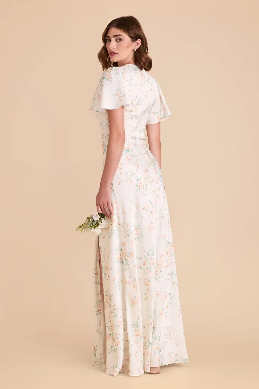 Marni Matte Satin Dress - Apricot Whimsical Blooms